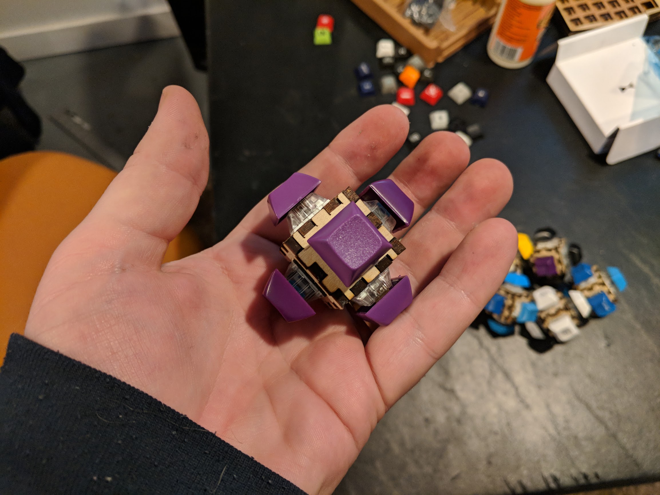Fidget cubes fully assembled with keycaps